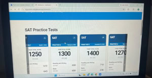 Student SAT practice scores displayed on College Board MyPractice Dashboard.